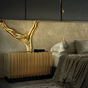 <span class=keywords><strong>Letto</strong></span> di Lusso Boca Do Lobo in Metallo Dorato, Struttura per <span class=keywords><strong>Letto</strong></span> <span class=keywords><strong>Matrimoniale</strong></span> di Design Artistico, Arredamento di Alta Gamma per Villa, Testiere Personalizzate - Product Image 3