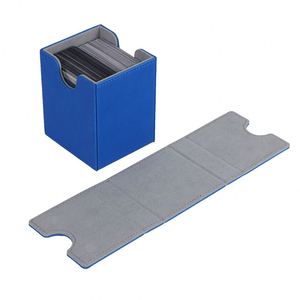 Boîte de rangement pour jeux de cartes en cuir PU bleu de qualité supérieure, coins carrés, portable, fermeture magnétique - Product Image 3