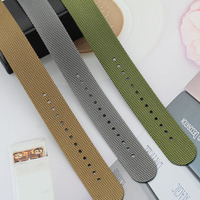 1,5mm Dickes Gym-Sport-Armband aus Nylon, PVD Sandgestrahlt Matt Schwarz 3-Ring Khaki Grün 22mm Einlagiges Weiches Smartwatch-Armband