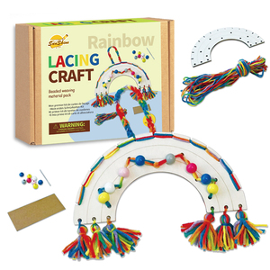 Safe & Creative Rainbow Beaded Lacing Kids DIY Craft Kit for Preschool Learning