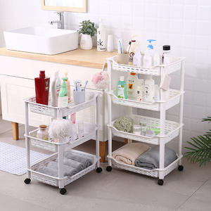 4 Tier lưu trữ giá lưu trữ nhà bếp Giá nhựa Kệ kệ <span class=keywords><strong>s</strong></span>ách Xe đẩy giỏ hàng phòng tắm Organizer góc kệ với <span class=keywords><strong>3</strong></span> lớp - Product Image 2