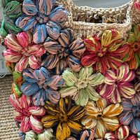 25 Nouveaux Sacs à Main Élégants en Raphia Tressé à la Main pour Femmes, Petit Sac à Main Fleur Contrastant, Sac de Poitrine Tendance en Paille pour Femmes