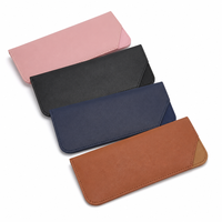 Étui à lunettes en cuir PU vegan fin avec finition mate douce et ouverture fixe pour lunettes de marque, logo personnalisé, vente en gros, étuis en vrac