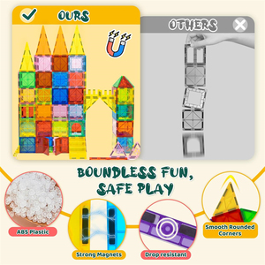 Azulejos magnéticos ecológicos para niños pequeños, coloridos juguetes de construcción 3D que mejoran la imaginación y las habilidades motoras finas - Product Image 2