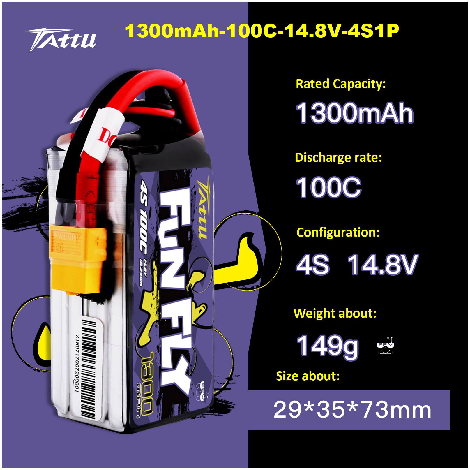 1300mAh-100C-14,8V-4S1P