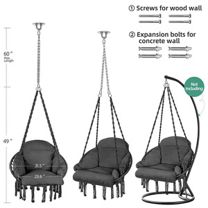 Camping Patio Swings Cordes faites à la main Chaise suspendue d'extérieur avec <span class=keywords><strong>coussin</strong></span> - Product Image 6