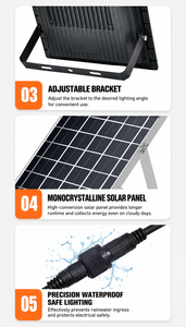 YIHAN 40W Solar LED <b>Flood</b> <b>Lights</b> 6000K Remote Control ABS/Plastic Body CE Certified IP66 Ra80 2500lm 1-Year Warranty Garden - Product Image 6