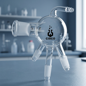 Adaptateur de récepteur de distillation à 3 voies en verre borosilicate transparent, tête de distillation fractionnée de laboratoire 14/23 - Product Image 3