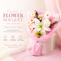 Bouquet de fleurs artificielles au crochet fait main 2026 : Lys, Muguet, Rose, Tulipe – Idéal pour les cadeaux de remise de diplôme et d'anniversaire