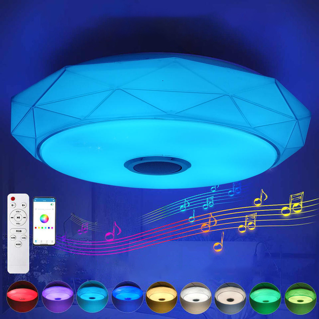 Modern RGB LED Ceiling Light with Speaker APP Remote Control Music Light Bedroom Smart Ceiling Lamp for Home