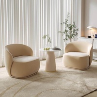 Fauteuil en tissu minimaliste moderne de luxe léger avec rembourrage en éponge pour salon, style crème, mobilier pour petit appartement