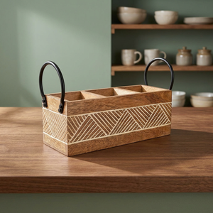 Acacia Wood Kitchen Cooking Utensils Organizer Flatware Utensil Wooden Utensil Holder Wooden Cutlery Holder - Product Image 4
