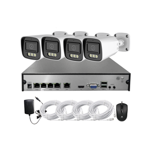 Kit de cámara bala <span class=keywords><strong>CCTV</strong></span> de 4 canales con visión nocturna Audio bidireccional HDD NVR Opciones de almacenamiento de datos Uso al aire libre Soporte OEM personalizable - Product Image 1