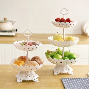 แท่นวางเค้กพลาสติกสีขาว3ชั้นแบบใช้แล้วทิ้งพกพาและรีไซเคิลได้ - Product Image 4