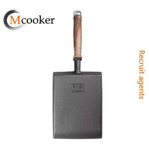 Poêle à frire en fonte de conception coréenne revêtement en émail manche en bois poêle à fond plat carré <span class=keywords><strong>pour</strong></span> la cuisson des œufs spaghetti tamagoyaki - Product Image 4