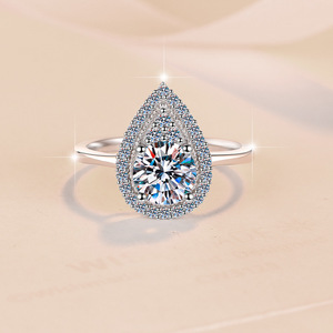 À <span class=keywords><strong>la</strong></span> mode classique élégant mariage bijoux fins Plata 925 argent Sterling 1ct Vvs Moissanite anneaux pour les filles - Product Image 3