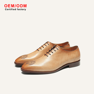 OEM Custom British Men's Lace-up Oxford <b>Shoes</b> High Top Pointed Toe Comfort Waterproof Breathable Cowhide Carving Autumn Office - Product Image 2