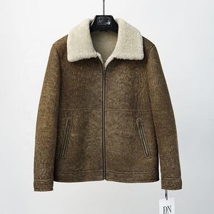 <span class=keywords><strong>NAF</strong></span> OEM Mens Classical Cozy Lamb Shearling Bomber Chaqueta de cuero con la mejor calidad Buen precio - Product Image 1