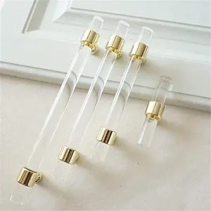 Golden Drawer Pull Acrylic Gold Clear Dresser Pulls Cabinet Handles T Bar Pull Handles Hardware