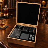 Ensemble de carafe à whisky haut de gamme avec 2 verres, 6 pierres à whisky, sous-verre en ardoise et coffret cadeau en bois, logo personnalisé, cadeaux de barware pour hommes