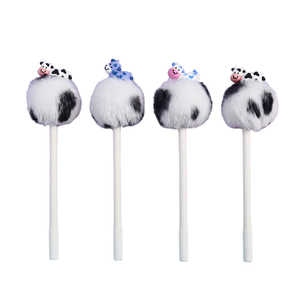 ปากกาลูกลื่นปากกาขนวัวสีดำและสีขาวน่ารัก - Product Image 1