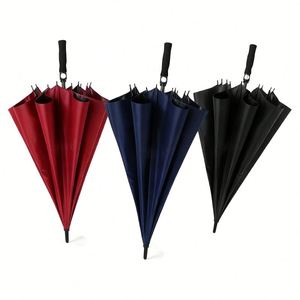 Paraguas de mango recto de 16 varillas con patrón oscuro 400T, resistente al viento fuerte, con doble varilla de loto y mango largo de 120 cm - Product Image 1
