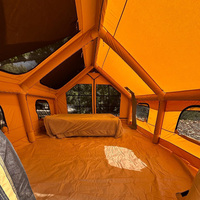 Grande tente de glamping gonflable pour 8 personnes, 1 chambre, 1 salon, imperméable, coupe-vent, tente de camping familiale de luxe