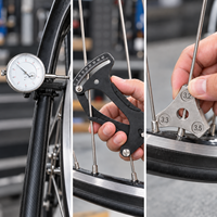 Kit d'outils de redressage de roues de vélo portable 3 pièces avec indicateur de tension des rayons et clé à rayons 3 tailles