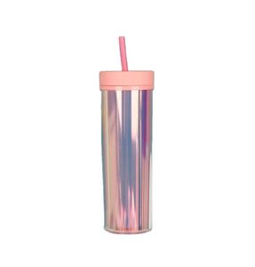 แก้วน้ำเก็บความเย็นสองชั้น ขนาด 16 ออนซ์ 500 มล. ปราศจากสาร BPA พร้อมหลอดดูด แก้วน้ำพกพาแบบมินิมอล 480 มล. ลายเทพธิดา แก้วน้ำแบบมีหลอด - Product Image 1