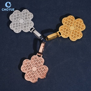 Hot Sale Lucky Clover Design Moissanite Pendant 18K Gold Plated Luxury <b>Charm</b> GRA Certified Flower Women's Jewelry - Product Image 4