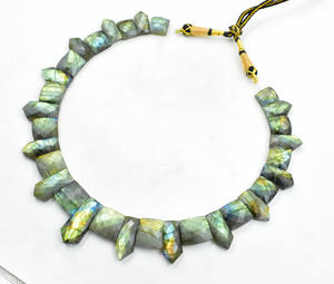 Labradorite Collier Ras Du Cou Perle D'eau Douce Antique Clignotant Pierres Précieuses Disposition Style Classique Chaîne pour les Occasions de Fête - Product Image 1