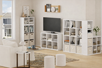 Mobile Contenitore Cubo Minimalista in Legno Bianco, Grande Capacità, Salvaspazio, Durevole, per Soggiorno, Camera da Letto, Sala da Pranzo
