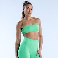 Damen Bandeau Sport-BH Trägerlos mit Rückenverzierung Drahtloser Dehnbarer Yoga-Top Sexy Rückenfreier Fitness-Aktivbekleidung