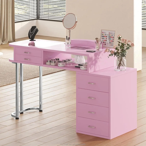 Mesa de técnico de uñas Rosa exclusiva de gran venta, mesa de manicura profesional de lujo moderna para salones de belleza, salón de Spa de uñas - Product Image 1