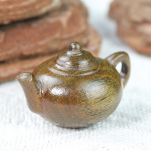 Sandalwood <b>Mini</b> Teapot Pendant 25x38mm <b>Hand</b> Carved Wood Ornament For Gift Or Decor - Product Image 4