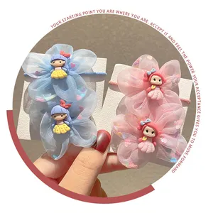 2 Stuks Set Baby Boog Haar Ring Kinderen Kleine Prinses Kant Leuke Cartoon Rubber Band Haar Accessoires