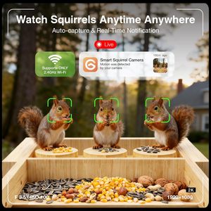 Cadeaux pour les Amateurs d'Écureuils : <span class=keywords><strong>Mangeoire</strong></span> à Oiseaux en Bois à Fixation Arbre, Alimentée par Énergie Solaire, <span class=keywords><strong>Mangeoire</strong></span> Intelligente en Cèdre pour Écureuils avec Panneau Solaire - Product Image 4