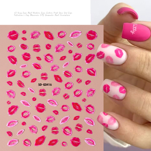 1 pieza de pegatinas 5D en relieve de labios rojos sexys para decoración de uñas, con estrellas y flores, autoadhesivas, coloridas, para el Día de San Valentín - Product Image 4