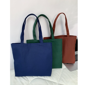 Sac bandoulière de shopping personnalisé en toile de coton grande capacité, durable, couleur unie, fermeture éclair, longue poignée - Product Image 3