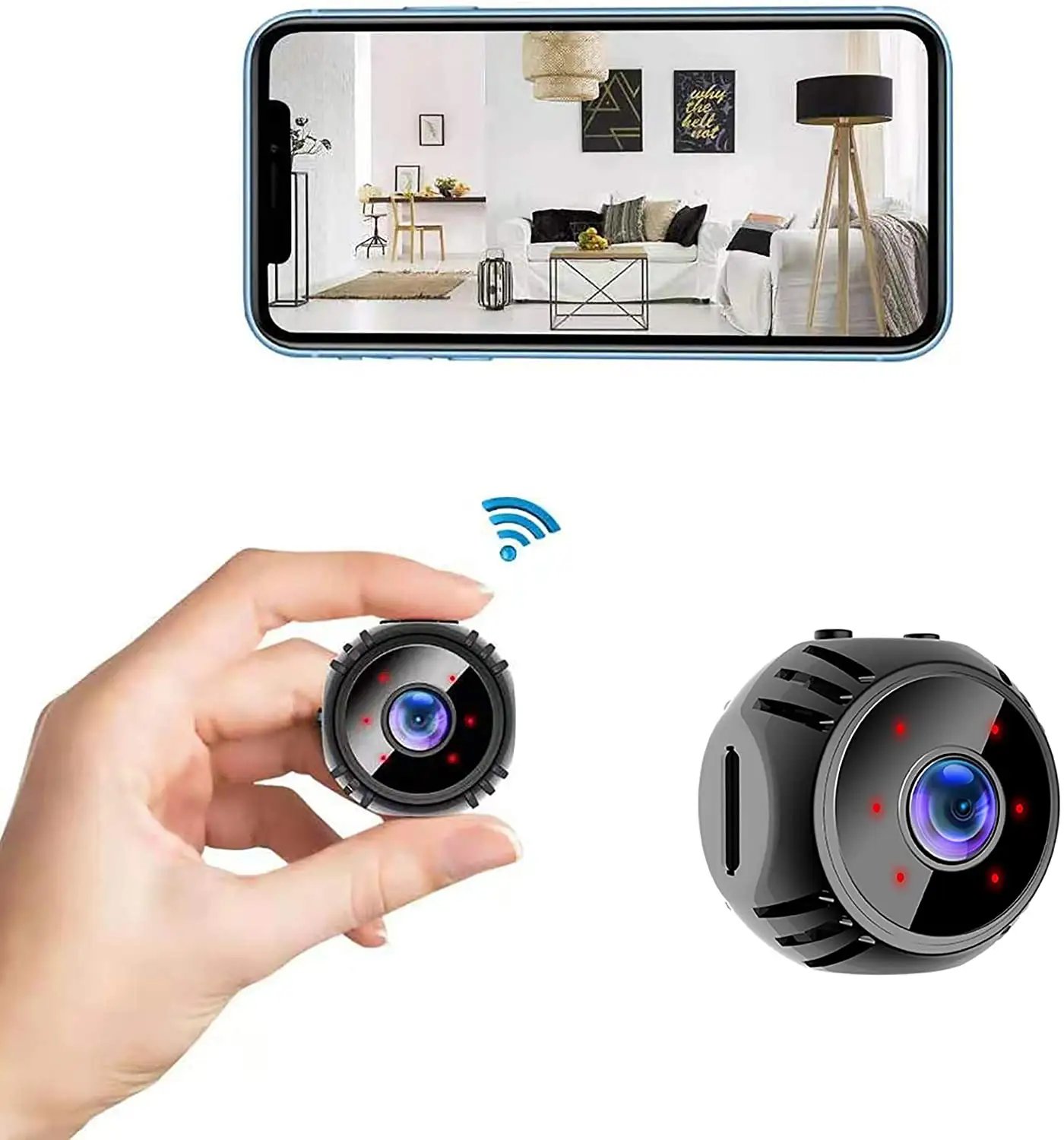 Mini WiFi Camera Wireless Security Surveillance Cameras Micro Nanny Cam with Phone App Live Feed, Night Vision, Motion Detection