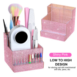 Rhinestone‑Encrusted Nail Tool Storage <b>Box</b> Desktop Organizer for Nail Drill Bits Nail <b>File</b> Nail Brush Manicure Desktop Decor - Product Image 4