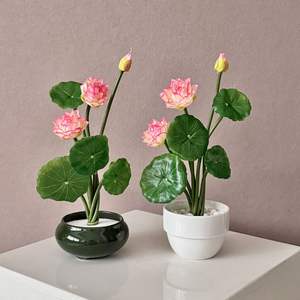 Flor de loto de seda Real Touch flor artificial hecha a mano para oración budista Spa relajación esquina pecera <span class=keywords><strong>fondo</strong></span> - Product Image 3