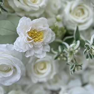 Décoration de mariage de luxe, fabrication artisanale, <span class=keywords><strong>vente</strong></span> en gros, panneau de fleurs en feuilles de rose blanche 3D 5D, toile de fond, fleurs artificielles en <span class=keywords><strong>soie</strong></span>, mur de fleurs à vendre - Product Image 5