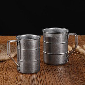 Retro Stainless Steel <b>Mug</b> 304 Metal Coffee Beer Cup Outdoor Use Distressed Design - Product Image 2