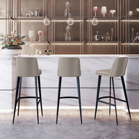 Tabouret de bar à pieds hauts, chaise de réception, usage domestique, design moderne simple et luxueux, cuir de vachette véritable importé, structure métallique