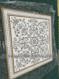 Jet Marble Inlay Border Design Eingang Marmor Bodenfliesen Muster Mosaik Wasserstrahl Medaillons Bodenbelag für Lobby - Product Image 2