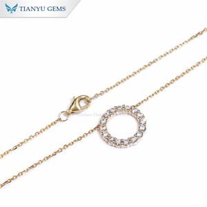 Tianyu Gems Round DEF VVS1 Moissanite Diamonds 2,0mm 14K Oro amarillo con collar de cadena de 45cm para mujer - Product Image 2