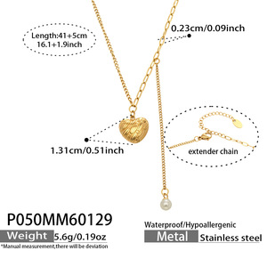 CAIOOCHE Collana con Ciondolo a Cuore in Acciaio Inossidabile Premium, Perle, Placcato Oro, <span class=keywords><strong>Gioielli</strong></span> Incisi, Regalo per la Festa della Mamma - Product Image 3