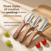 Keukenaccessoires Groenteschiller Flessenopener 2-in-1 RVS Houten Handvat Fruitgereedschap Keuken Gadgets
