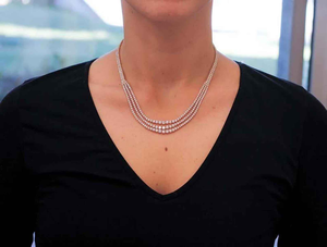 Collar de tenis de plata 925 con moissanita, diseño de 3 líneas, chapado en rodio o oro, elegante, para boda, compromiso, fiesta, regalo, estilo joyería - Product Image 3